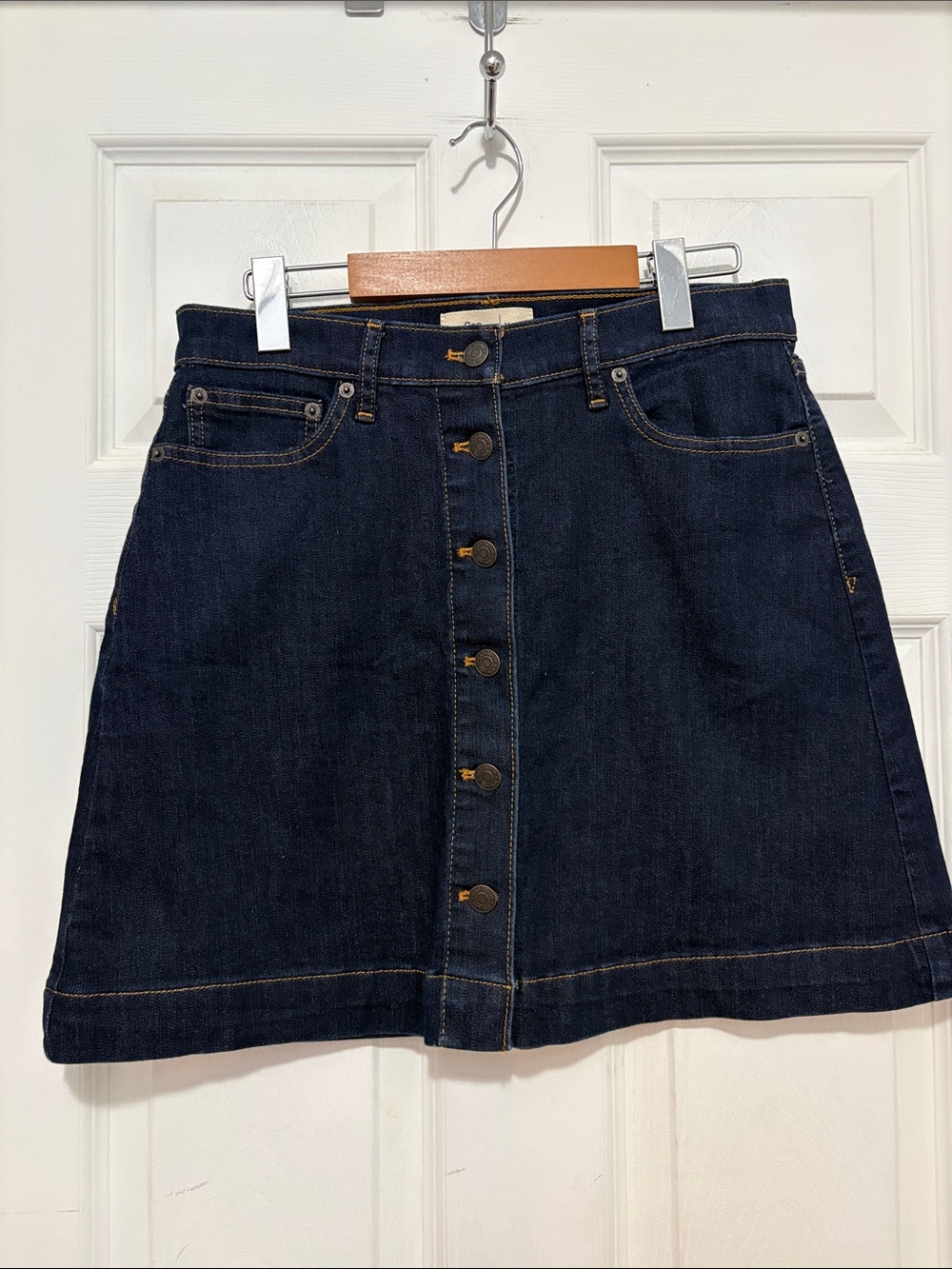 GAP Dark Blue Button-Front A-Line Denim Mini Skirt
